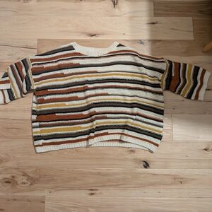 John Paul Richard Woman's Orange, Black, And White Striped Sweater L